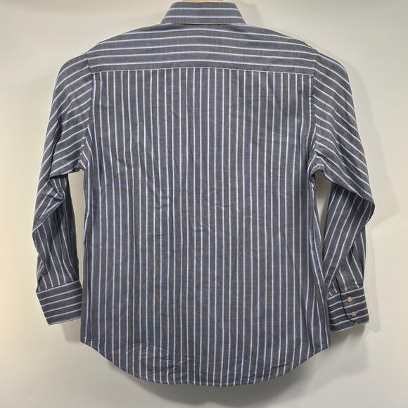 Robert Graham Men's M Gray Blue Striped Classic Fit Button Shirt Signature Cuffs - Picture 6 of 7